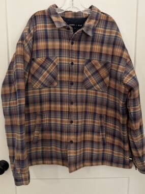 Edgar + Ash Lined Flannel Plaid Oversized Shacket Shirt Sz 2XL Lumberjack Warm